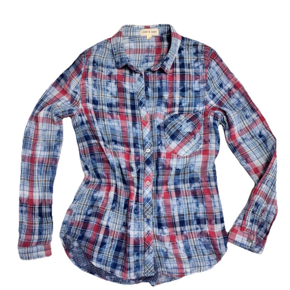 Anthropologie Cloth & Stone Plaid Cotton Shirt XS